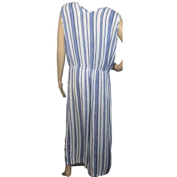 Chico's Gaucho Striped Jumpsuit Size 1.5 US 10 Medium Navy And White - Picture 2 of 8
